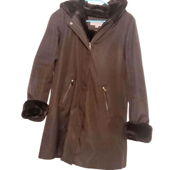 ANDREW MARC Layla Faux Fur Hooded Coat Size XS - Picture 2 of 2